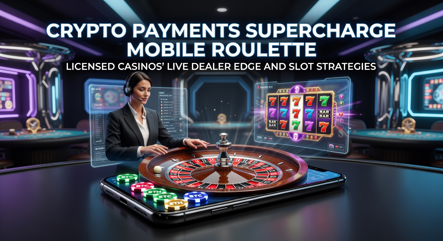 Smartphone mit Roulette-Rad und Krypto-Wallet-Symbolen, das die nahtlose Integration von Kryptowährungen in mobiles Glücksspiel zeigt